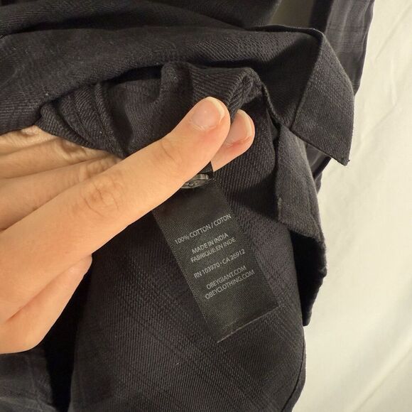 Obey Plaid Dress Women's Medium Black Plaid Button Up Long Sleeve 100% Cotton - Picture 6 of 10